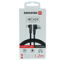 TEXTILNÍ DATOVÝ KABEL SWISSTEN ARCADE USB / LIGHTNING 1,2 M ČERNÝ obrázek