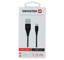 DATOVÝ KABEL SWISSTEN USB / USB-C 3.1 ČERNÝ 1,5M (7mm) obrázek