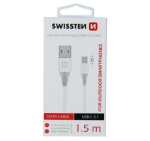 DATOVÝ KABEL SWISSTEN USB / USB-C 3.1 BÍLÝ 1,5 M (9mm) obrázek