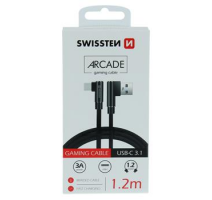 TEXTILNÍ DATOVÝ KABEL SWISSTEN ARCADE USB / USB-C 1,2 M ČERNÝ obrázek