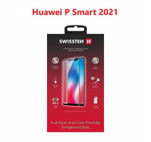 SKLO SWISSTEN FULL GLUE, COLOR FRAME, CASE FRIENDLY HUAWEI P SMART 2021 ČERNÉ obrázek