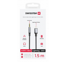 AUDIO ADAPTÉR SWISSTEN TEXTILE LIGHTNING (samec) / 3,5 mm JACK (samec) 1,5 M ČERNÝ (nahrazuje 73501213) obrázek