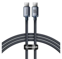 Baseus CAJY000601 Crystal Shine Series Datový Kabel USB-C - USB-C 100W 1,2m Black obrázek