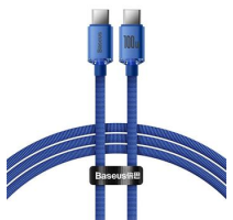 Baseus CAJY000603 Crystal Shine Series Datový Kabel USB-C - USB-C 100W 1,2m Blue obrázek