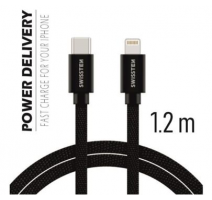 Data kabel SWISSTEN Textile USB-C/Lightning 1,2m, černá obrázek