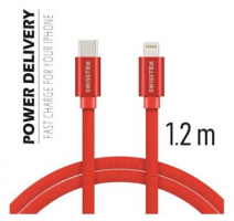 Data kabel SWISSTEN Textile USB-C/Lightning 1,2m, červená obrázek