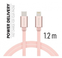 Data kabel SWISSTEN Textile USB-C/Lightning 1,2m, růžově zlatá obrázek