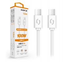 Datový kabel ALIGATOR POWER 100W, USB-C/USB-C 5A, 1,5m bílý obrázek