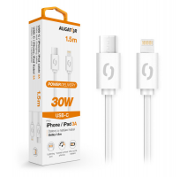 Datový kabel ALIGATOR POWER 30W, USB-C/Lightning 3A 1,5m, bílý obrázek