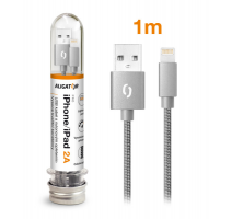 Datový kabel ALIGATOR TUBA 2A, iPhone lightning šedý obrázek