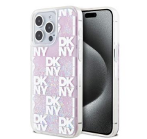 DKNY Liquid Glitter Checkered Pattern Zadní Kryt pro iPhone 15 Pro Max Pink obrázek