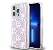 DKNY Liquid Glitter Checkered Pattern Zadní Kryt pro iPhone 15 Pro Pink obrázek