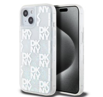 DKNY Liquid Glitter Checkered Pattern Zadní Kryt pro iPhone 15 Transparent obrázek