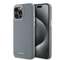 DKNY Liquid Silicone Silver Metal Logo Magsafe Zadní Kryt pro iPhone 15 Pro Max Grey obrázek