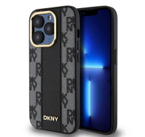 DKNY PU Leather Checkered Pattern Magsafe Zadní Kryt pro iPhone 15 Pro Max Black obrázek