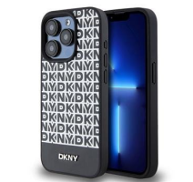 DKNY PU Leather Repeat Pattern Bottom Stripe Zadní Kryt pro iPhone 12/2 Pro Black obrázek