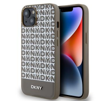 DKNY PU Leather Repeat Pattern Bottom Stripe Zadní Kryt pro iPhone 14 Brown obrázek