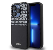 DKNY PU Leather Repeat Pattern Card Pocket Zadní Kryt pro iPhone 14 Pro Max Black obrázek