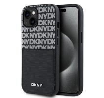 DKNY PU Leather Repeat Pattern Card Pocket Zadní Kryt pro iPhone 15 Black obrázek