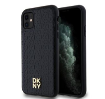 DKNY PU Leather Repeat Pattern Stack Logo Magsafe Zadní Kryt pro iPhone 11 Black obrázek