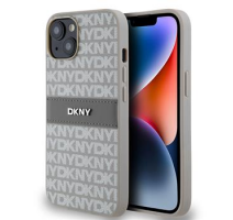 DKNY PU Leather Repeat Pattern Tonal Stripe Zadní Kryt pro iPhone 14 Beige obrázek