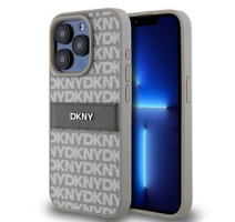 DKNY PU Leather Repeat Pattern Tonal Stripe Zadní Kryt pro iPhone 14 Pro Beige obrázek