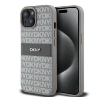 DKNY PU Leather Repeat Pattern Tonal Stripe Zadní Kryt pro iPhone 15 Beige obrázek