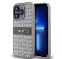 DKNY PU Leather Repeat Pattern Tonal Stripe Zadní Kryt pro iPhone 15 Pro Beige obrázek