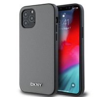 DKNY PU Leather Silver Metal Logo Magsafe Zadní Kryt pro iPhone 12/12 Pro Grey obrázek
