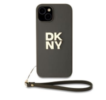 DKNY PU Leather Stack Logo Wrist Strap Zadní Kryt pro iPhone 14 Green obrázek