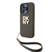 DKNY PU Leather Stack Logo Wrist Strap Zadní Kryt pro iPhone 15 Pro Green obrázek
