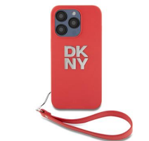 DKNY PU Leather Stack Logo Wrist Strap Zadní Kryt pro iPhone 15 Pro Pink obrázek