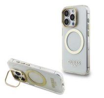 Guess IML Gold Outline Stand Camera Frame MagSafe Zadní Kryt pro iPhone 15 Pro Transparent obrázek