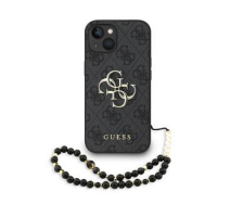 Guess PU 4G Metal Logo Strap Zadní Kryt pro iPhone 15 Black obrázek