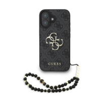 Guess PU 4G Metal Logo Strap Zadní Kryt pro iPhone 16 Black obrázek