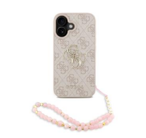 Guess PU 4G Metal Logo Strap Zadní Kryt pro iPhone 16 Pink obrázek