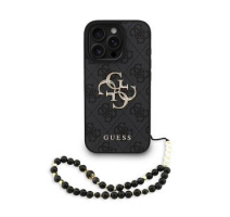 Guess PU 4G Metal Logo Strap Zadní Kryt pro iPhone 16 Pro Max Black obrázek
