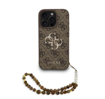Guess PU 4G Metal Logo Strap Zadní Kryt pro iPhone 16 Pro Max Brown obrázek