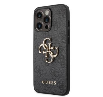 Guess PU 4G Metal Logo Zadní Kryt pro iPhone 14 Pro Max Grey obrázek