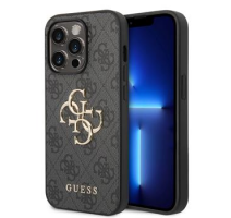 Guess PU 4G Metal Logo Zadní Kryt pro iPhone 15 Pro Grey obrázek