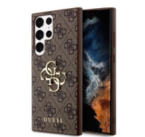 Guess PU 4G Metal Logo Zadní Kryt pro Samsung Galaxy S24 Ultra Brown obrázek