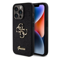 Guess PU Fixed Glitter 4G Metal Logo Zadní Kryt pro iPhone 15 Pro Black obrázek