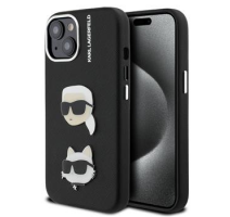 Karl Lagerfeld Grained PU K&CH Heads Zadní Kryt pro iPhone 15 Black obrázek