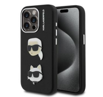 Karl Lagerfeld Grained PU K&CH Heads Zadní Kryt pro iPhone 15 Pro Black obrázek
