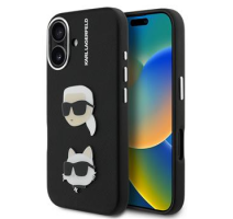 Karl Lagerfeld Grained PU K&CH Heads Zadní Kryt pro iPhone 16 Black obrázek