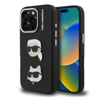 Karl Lagerfeld Grained PU K&CH Heads Zadní Kryt pro iPhone 16 Pro Max Black obrázek