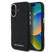 Karl Lagerfeld Grained PU Repeated Logo MagSafe Zadní Kryt pro iPhone 16 Black obrázek