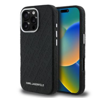 Karl Lagerfeld Grained PU Repeated Logo MagSafe Zadní Kryt pro iPhone 16 Pro Max Black obrázek