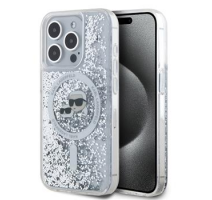 Karl Lagerfeld Liquid Glitter Karl and Choupette Heads MagSafe Zadní Kryt pro iPhone 15 Pro Transparent obrázek