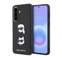 Karl Lagerfeld Liquid Silicone Metal Karl and Choupette Zadní Kryt pro Samsung Galaxy A57 Black obrázek